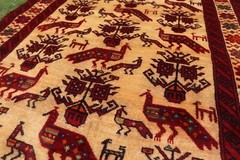 COLLECTORS ITEM Vintage Stunning Peacock Pictorial Tribal Belouch Nomadic Carpet