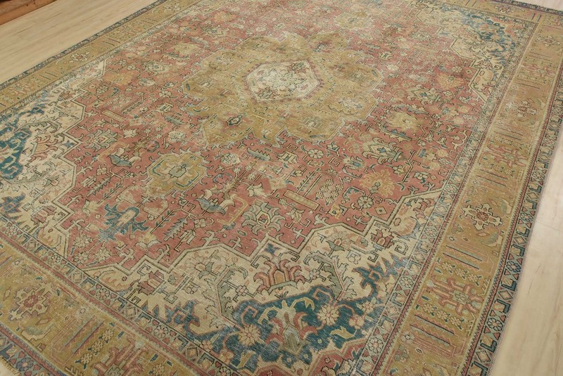 Tabrizi Rug 9’8” x 12’8” Pink Wool Vintage Distressed Hand-Knotted Carpet gallery
