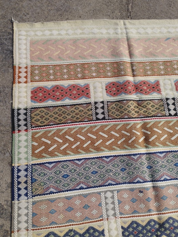 Vintage Traditional Oriental Afghani Multicolor Wool Kilim Rug Carpet 252x143 cm gallery