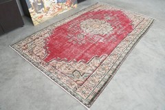 Antique turkish rug, hand-knotted vintage carpet, oushak muted area rug 5×8 848