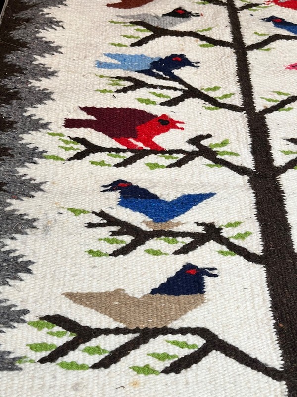 Handwoven Wool Tree Of Life Wall Hanging Rug Pictorial Birds Zapotec Tapestry gallery