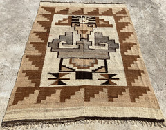 Vintage Handmade Peruvian Geometric Wool Kilim Rug 166×123 cm