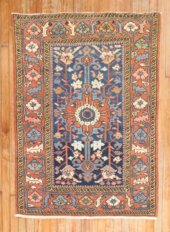 Antique Navy Karajeh Rug 3'4''x4'6'' gallery