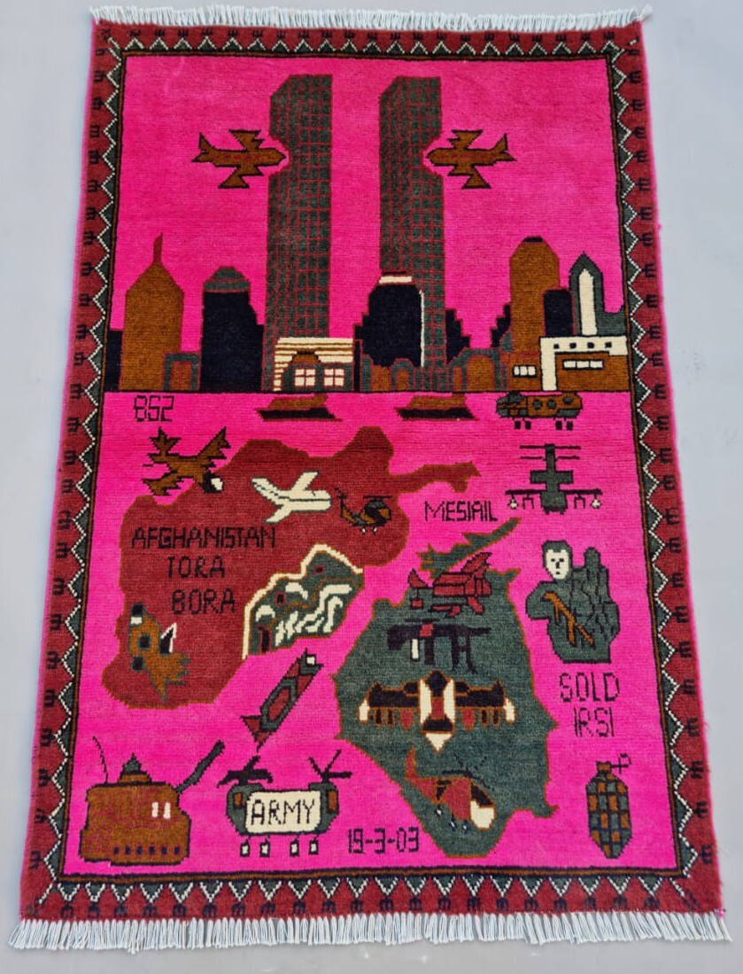 A Beautifully Handmade Afghan war Rug Rare Design Great Quality 123X 80 Cm gallery