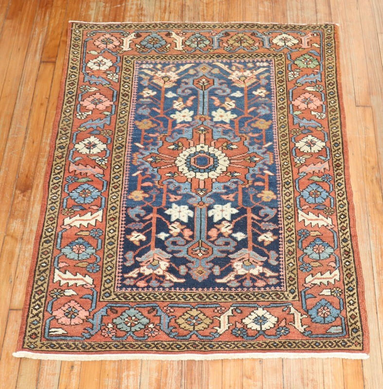 Antique Navy Karajeh Rug 3'4''x4'6'' gallery