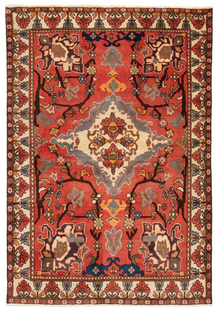 Vintage 4'11" x 6'11" Traditional Hand Knotted Vegetable Dye Wool Area Rug