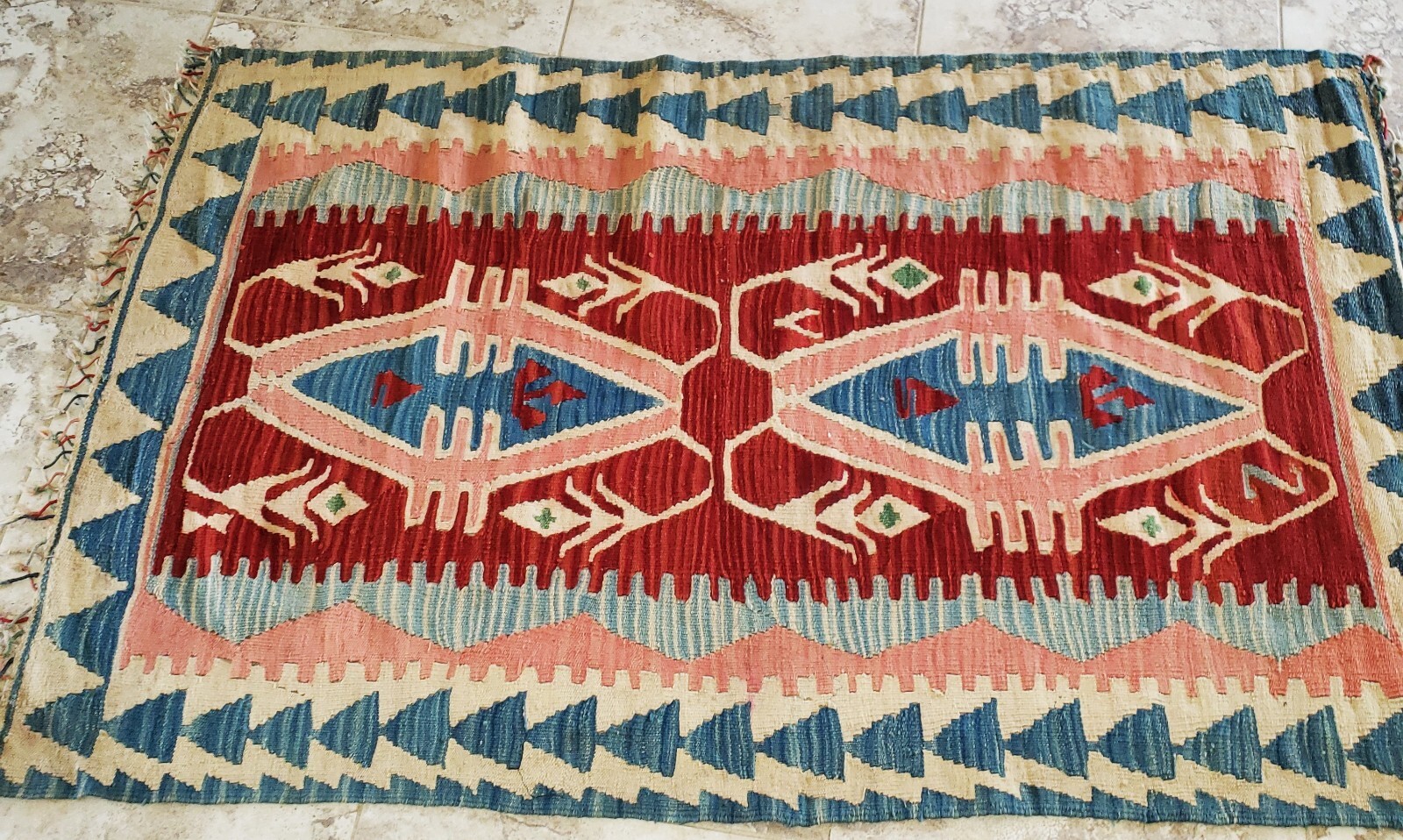 Antique KILIM Traditional Tribal Caucasian Hand Knotted LOTUS Wool 5'5" x 3'4" gallery