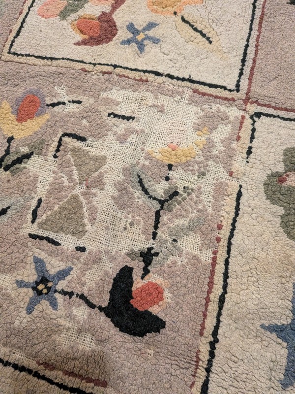 1920's American made hand hooked wool pictorial rug gallery