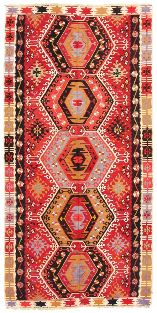 Vintage Hand Woven Area Rug 5'7" x 11'6" Traditional Wool Oriental Carpet