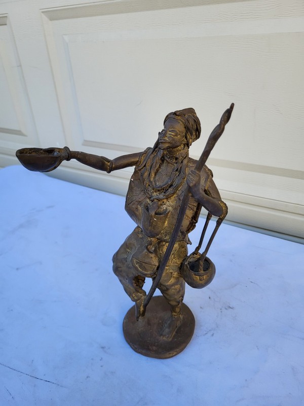 13 x 3 SIGNED TRIBAL GIVER SCULPTURE BY DERME MOROU 1940-2000 gallery