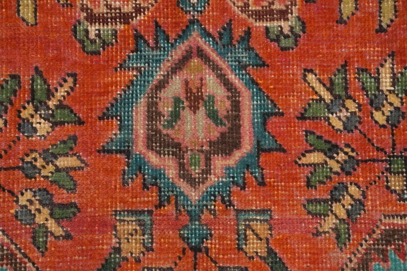 Orange Wool Floral Traditional Accent Rug 3x5 ft Hand-knotted Distressed Carpet gallery