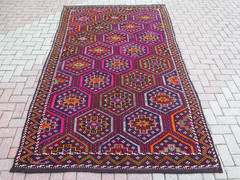 Multicolor Area Rug Boho Rug Vintage Turkish Kilim Embroidery Kelim Rug 72″x118″