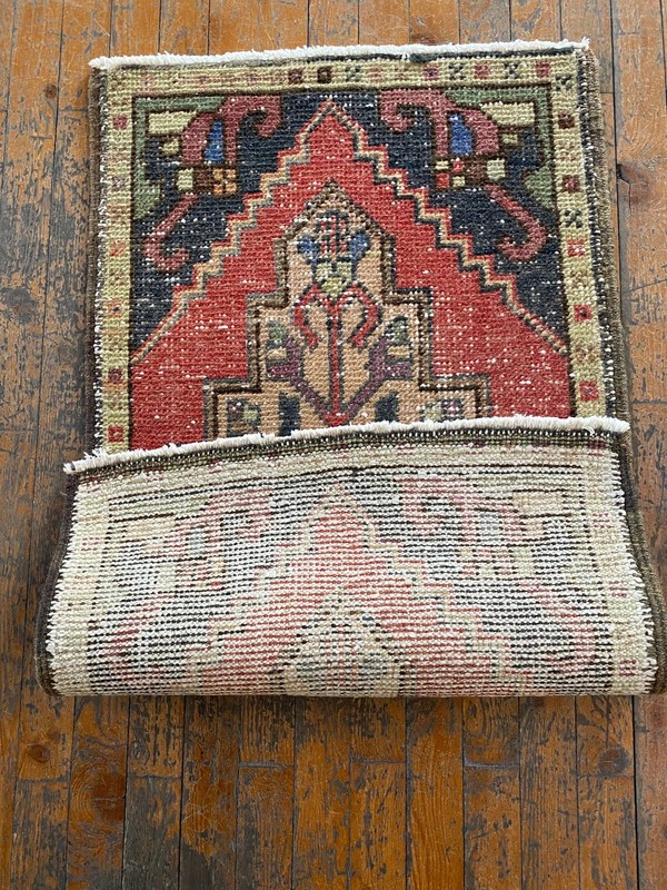 Beautiful Antique 1900-1930's Wool Pile Vegetable Dye Area Rug 1'9" x 3' gallery