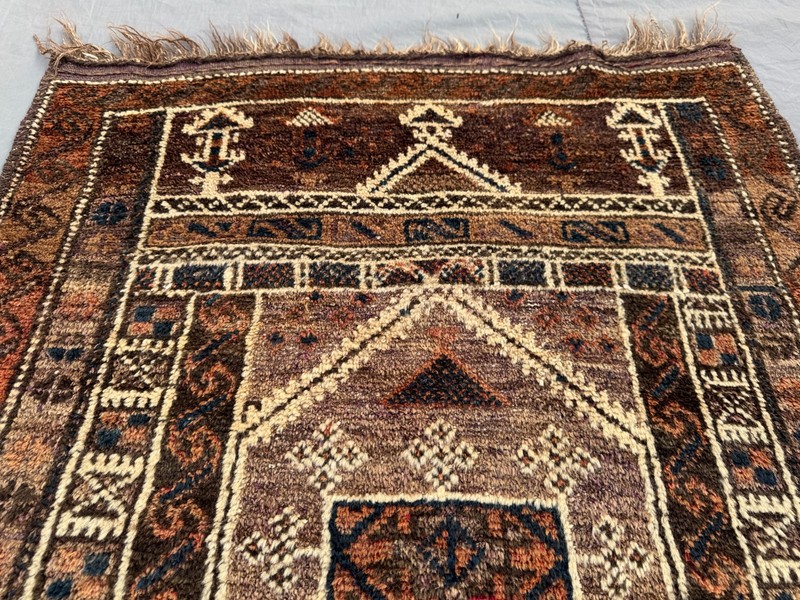 Antique Afghan Tribal Wool Rug Rare Caucasian Medallion Low Pile Small Area Rug gallery