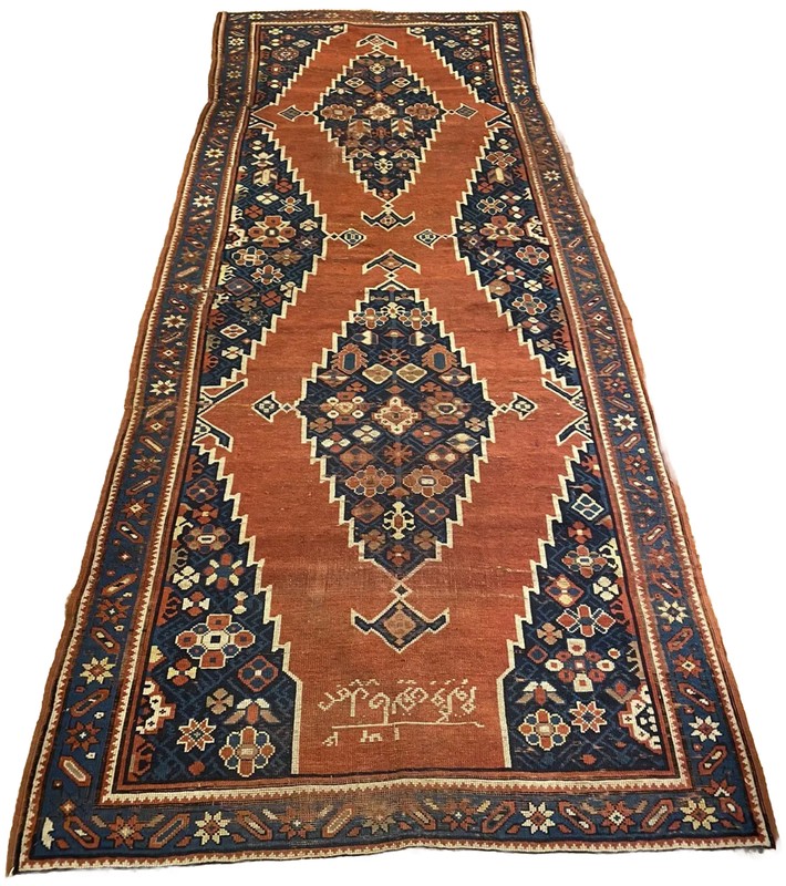 Antique 4 x 10 Caucasian Kazak Armenian Rug Dated 1888 Nat. Dyes Some Distress gallery