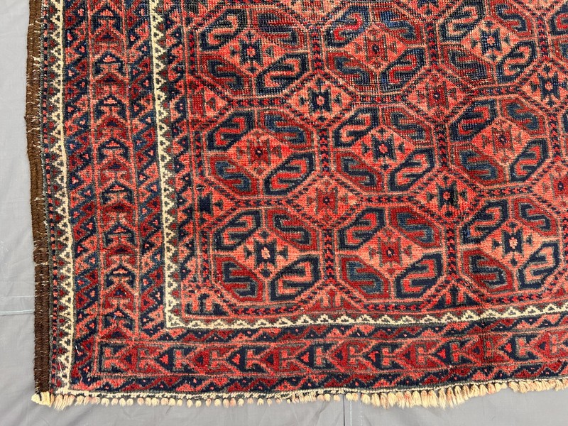 3'3x6'6 ft Turkoman All-Over Boteh Lattice Handknotted Wool Vintage Rug gallery