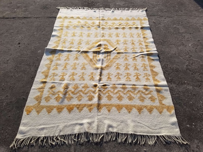 Vintage Traditional Guatemalan Handmade Wool Multicolor Kilim 192x137cm gallery