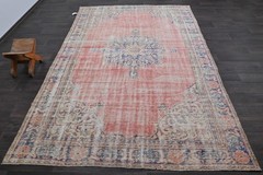 Oushak Turkish Vintage Rug 6×9 Kilim Rug Anatolian Handmade Boho Decor PINK