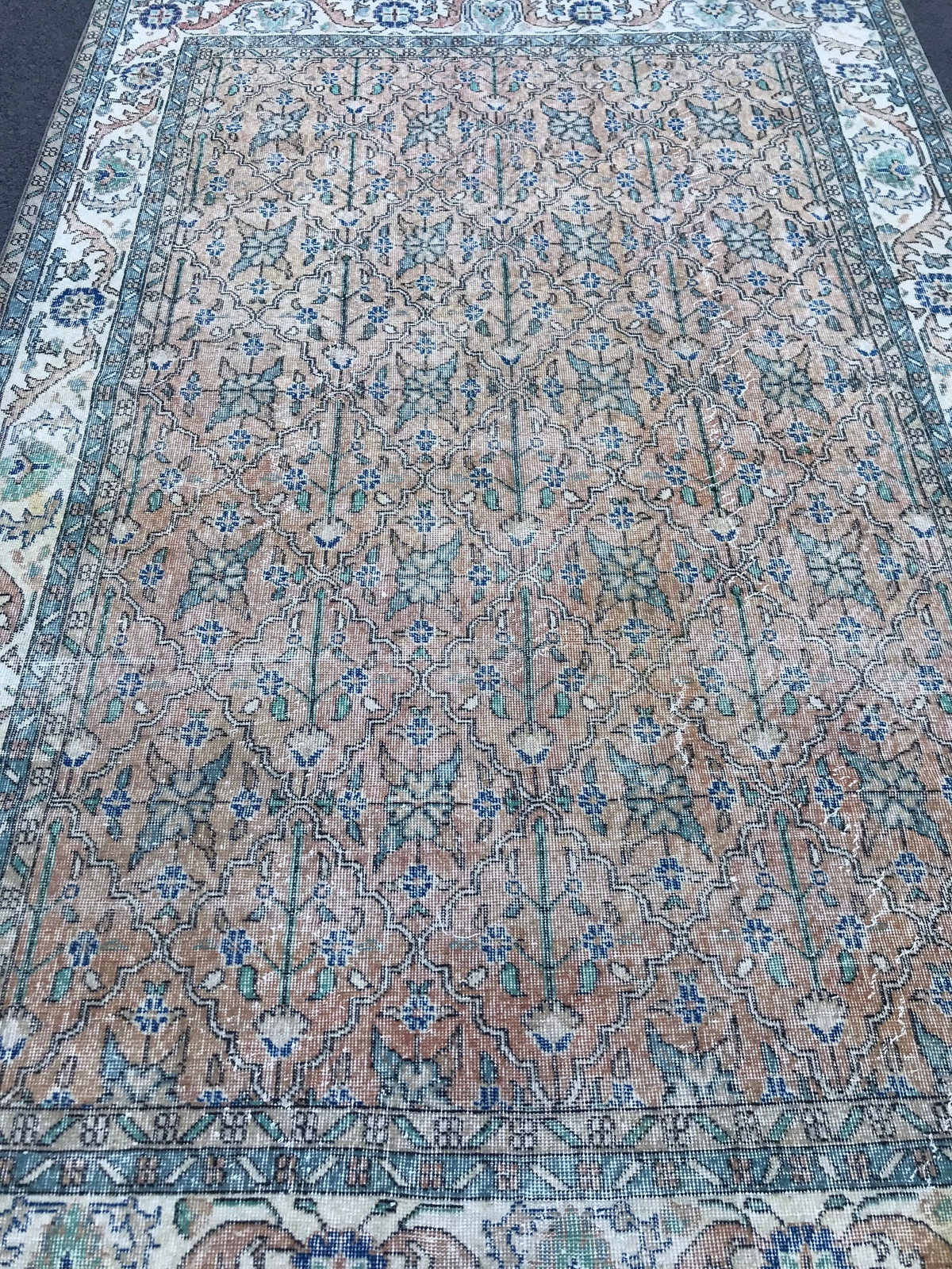 6.4x9.6 Large Vintage Orange Turkish Wool Rug , Orange Livingroom Rug, 7x10 Rug gallery