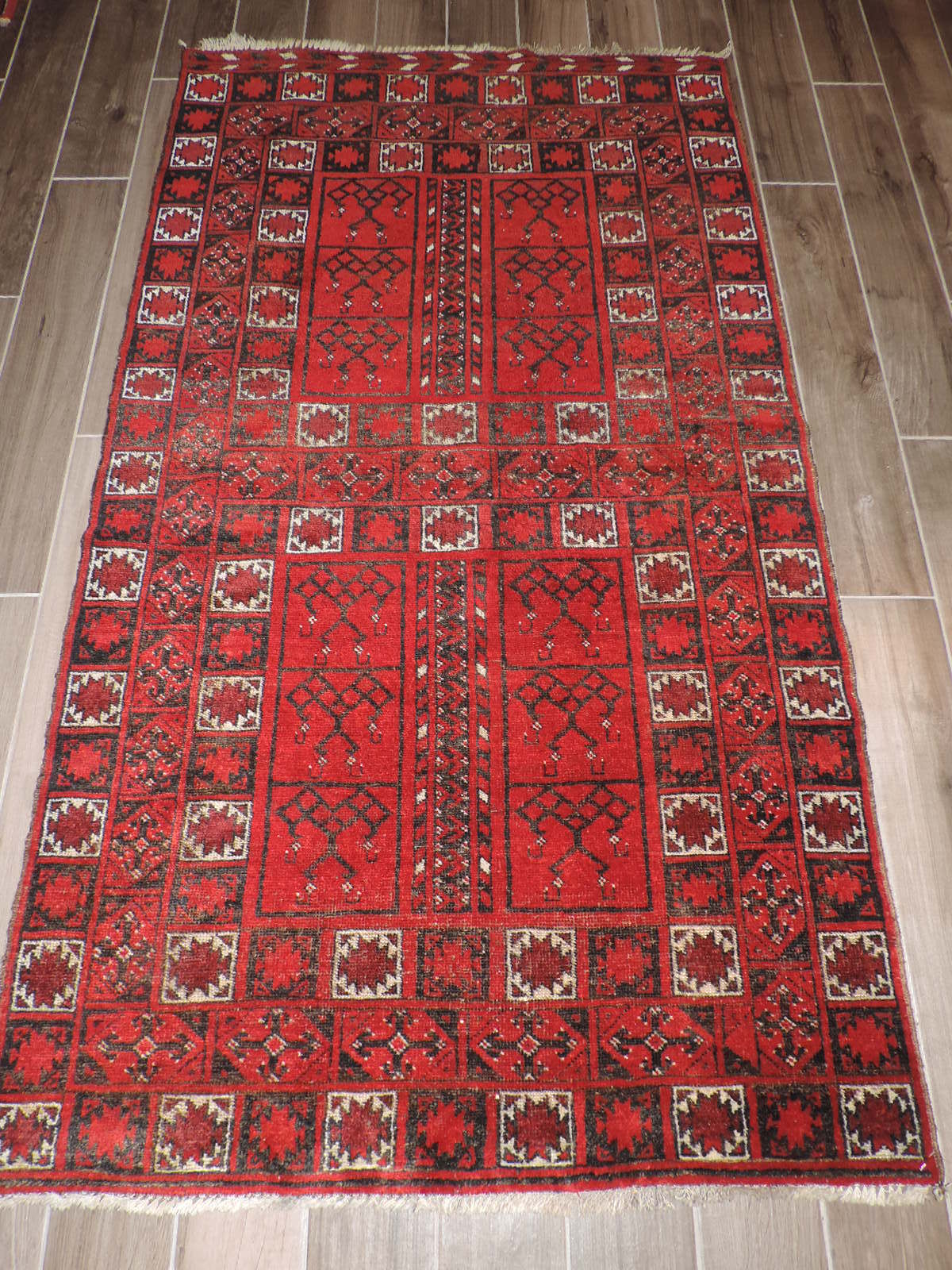4x7ft. Semi Antique Handmade Afghan Sulamani Wool Rug gallery