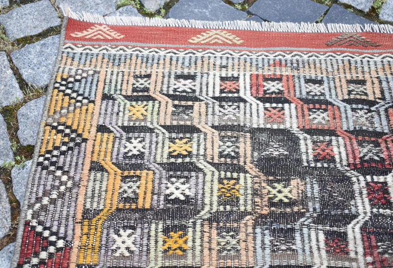 Vintage Cicim Kilim 3'1 x 4'7 ft Anatolian Taurus Mountain Nomadic Cicim Kilim gallery