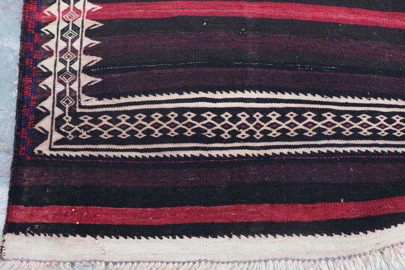 Afghan Hand Woven Tribal Maldari Darzi Kilim Rug 9'10 x 6'2 Ft gallery