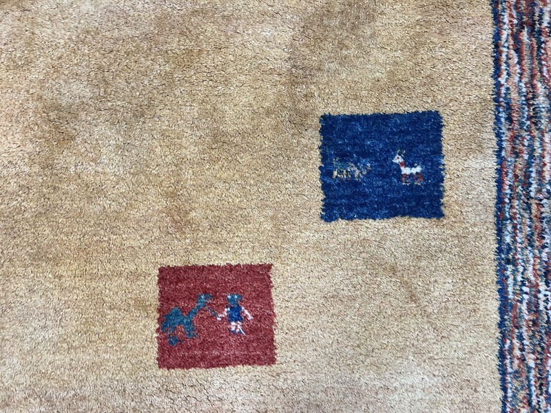 Indo Gabbeh Rug 3.7 x 5, Tribal Rug, Boho Rug, Wool Handmade Carpet gallery