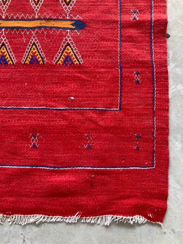 Vintage Traditional Handmade Moroccan Berber Wool Kilim Floor Rug 100x68 cm gallery