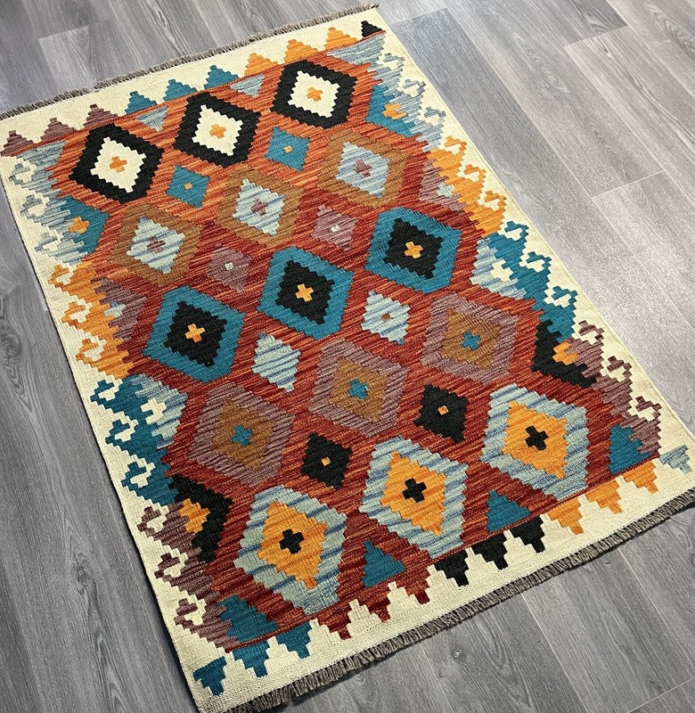 Vintage Kilim Traditional Hand Made Oriental Wool Kilim 5ftx3.2ft 147cmx104cm gallery
