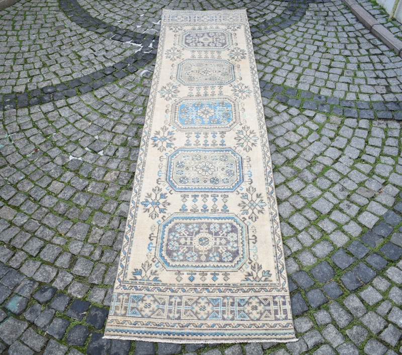 Vintage Turkish Rug 36'' x 144'' Muted Dye Oushak Rug Hand-knotted Hallway Rug gallery