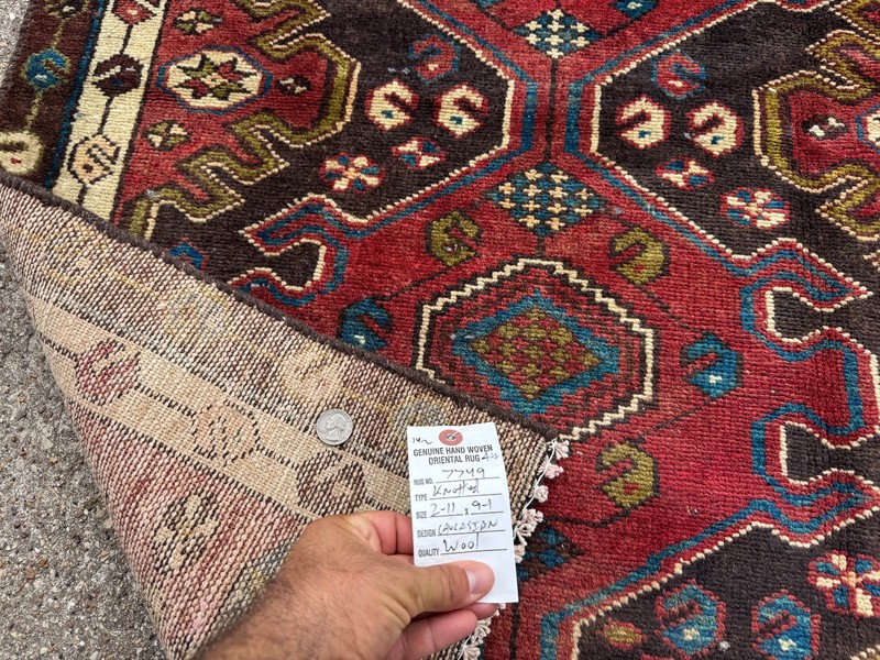 3x9 VINTAGE RUNNER RUG handwoven ANTIQUE ORIENTAL handmade kazak heriz 3x8 3x10 gallery