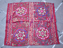 Antique Uzbek Suzani Cover 33” x 31” Collector’s Item Fragment Suzani Cover