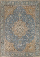 Blue Over-dyed Area Rug 10×13 Floral Handmade Wool Traditional for Living Room