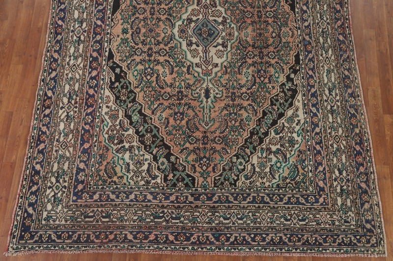 Geometric Traditional Living Room Handmade Rug 7x10 Vintage Handmade Carpet gallery