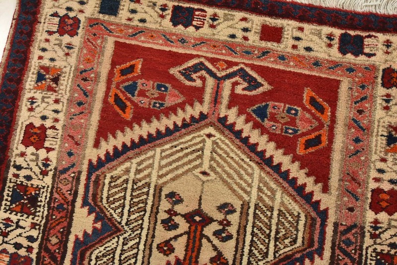 Vintage Tribal Runner 3’1” x 11” Ivory Wool Traditional Hand-Knotted Area Rug gallery