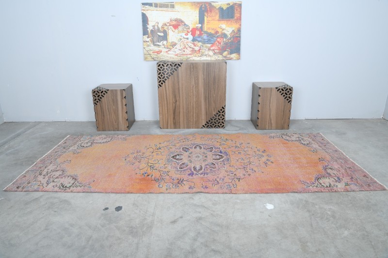 turkish runner rug 4x11 ft, hand-knotted vintage oushak rug, runner carpet, 934 gallery