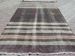 Vintage Turkish Kilim Natural Wool Rugs Handmade Ethnic Kelim Floor Rug 81″x138″