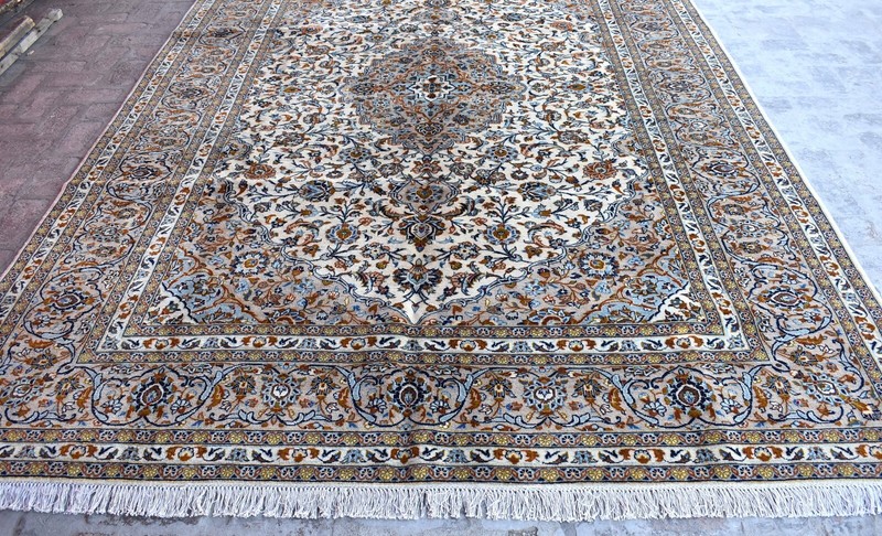 8x12 ft Vintage Caucasian Oriental Area Rug Ivory Floral Hand Knotted Wool Rug gallery