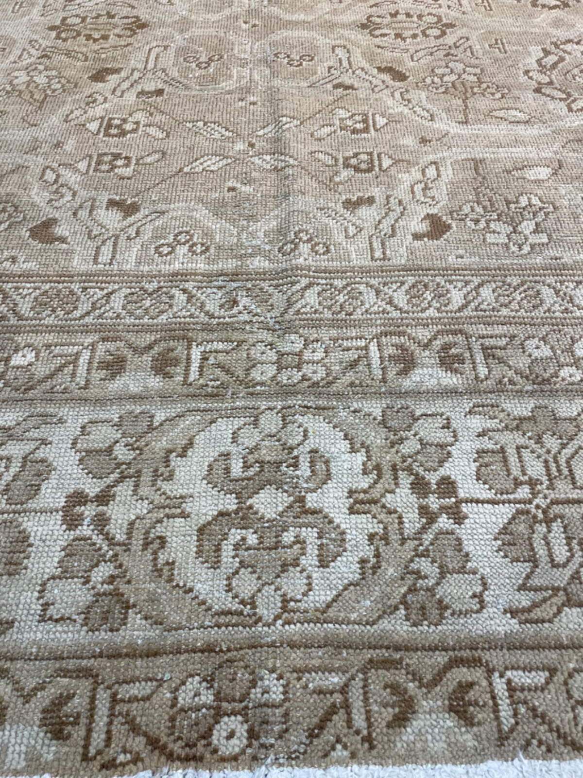 Antique Oriental Hand-Knotted Wool Area Rug Turkish Oushak Ivory 9'7" x 12'2" gallery