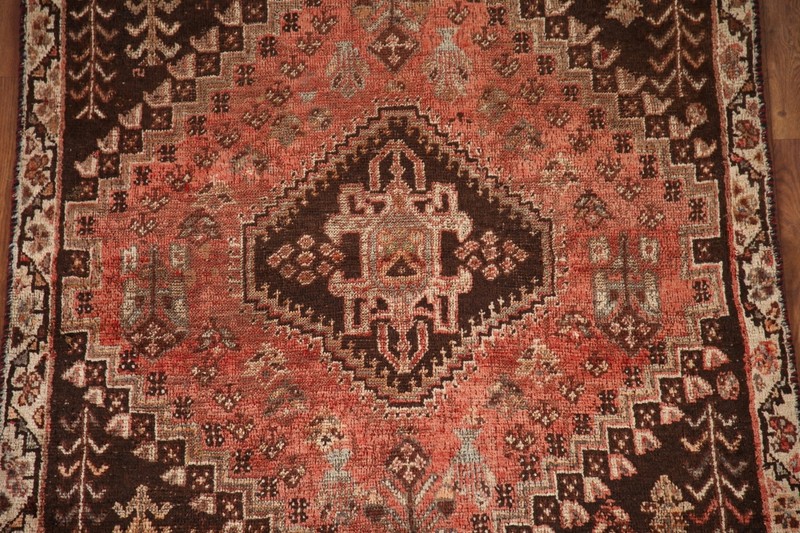 Antique Rug 4x5 ft.Geometric Qashqai Oriental Handmade Low Pile Wool Area Rug gallery