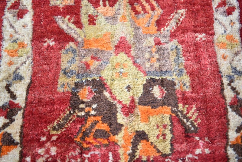 Vintage Turkish Bag Face Rug 17'' x 18'' Anatolian Oushak Bag Face Wall Rug gallery