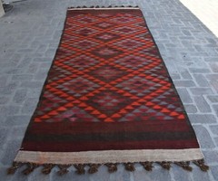 4’6 x 12’1 Ft, Handmade vintage afghan tribal maldari kilim rug, Unique wool rug