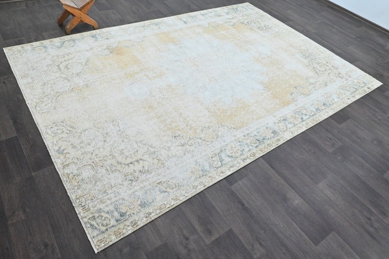 Oushak Turkish Vintage Rug 6x10 Kilim Rug Anatolian Handmade Boho Decor BEIGE gallery