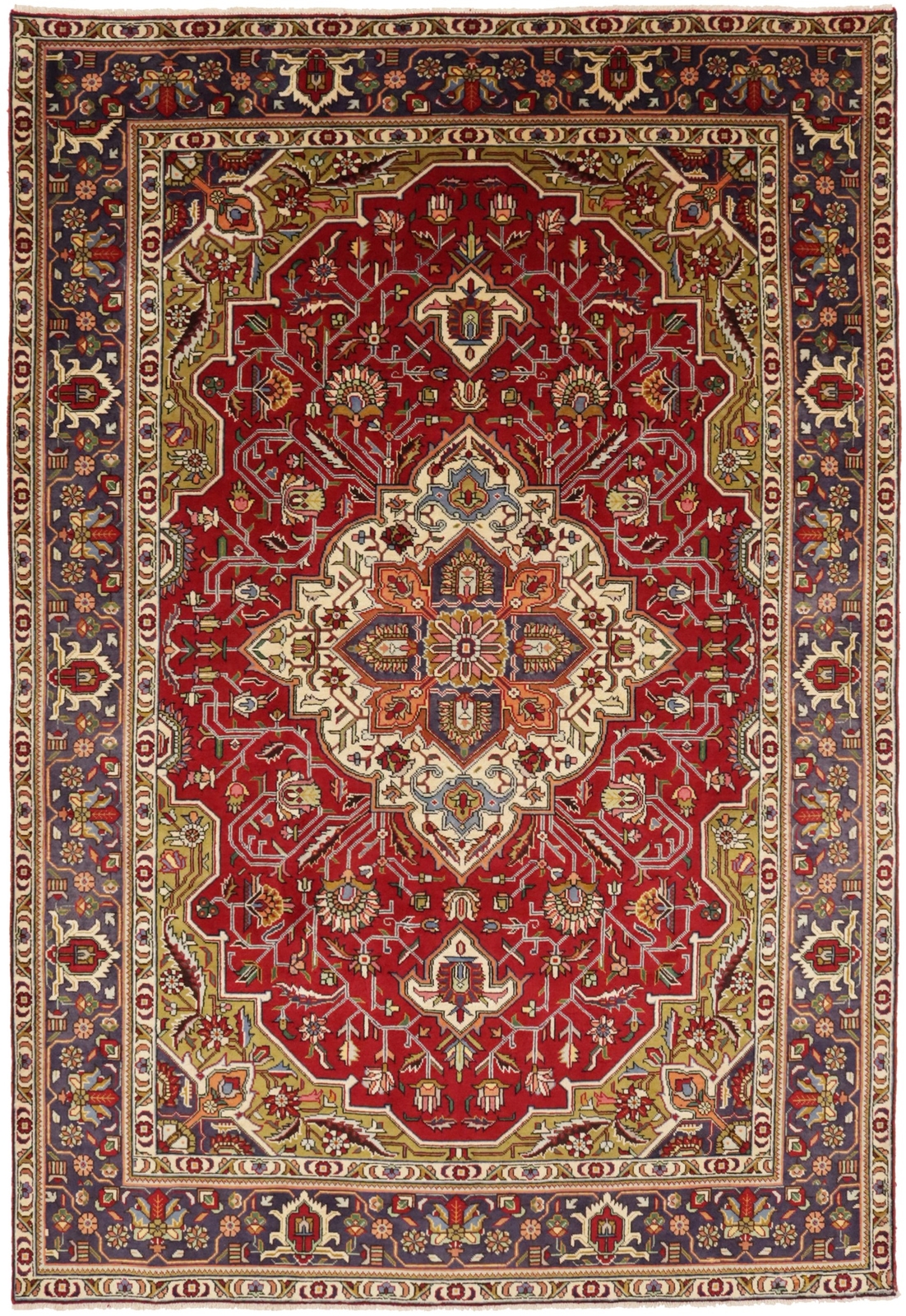 Hand-Knotted Vintage Oriental Rug Red Traditional Floral Wool Carpet 6'6X9'7 ft gallery