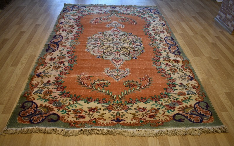 Clearance Vintage Bohemian Style Handmade Turkish Worn-No Pile Rug 7 Ft X 11 Ft gallery