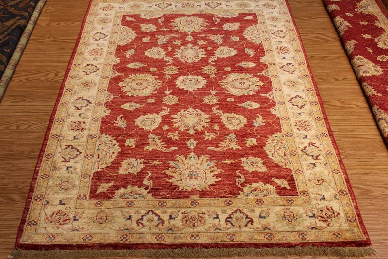 GREAT DEAL ON FINE QUALITY Handmade Hand knotted Afghan 4' X 6' RED BACKGROUND gallery