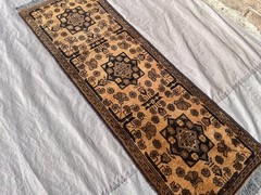 Antique Terracotta Afghan Runner Rug 2×5 Hand Knotted Turkmen Muted Wool Carpet