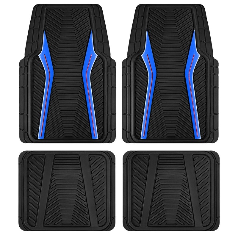 Universal Rubber Car Floor Mats All Weather Protection Nonslip Carbon Fiber 4pc gallery