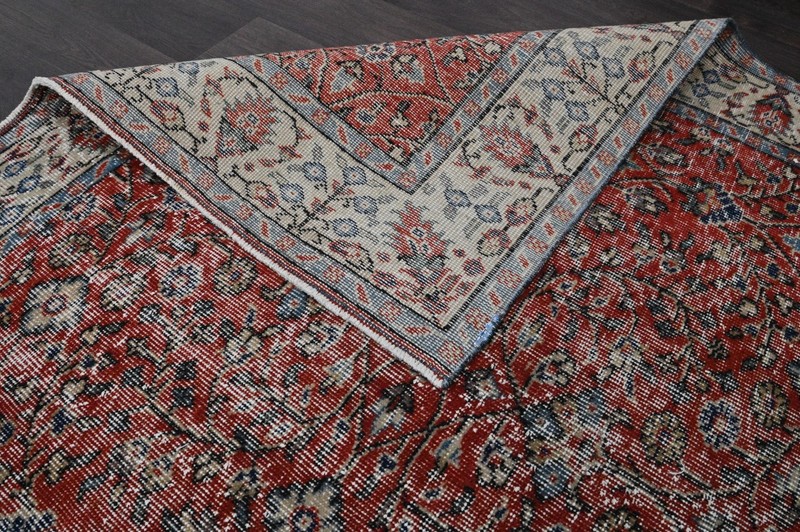 Oushak Turkish Vintage Rug 5x9 Kilim Rug Anatolian Handmade Boho Decor RED gallery