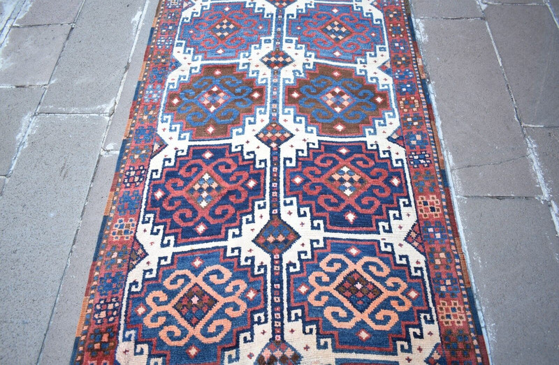 Fabulous Antique Rug 46'' x 116'' Hand Knotted Kurdish Herki Rug Famous Wool Rug gallery